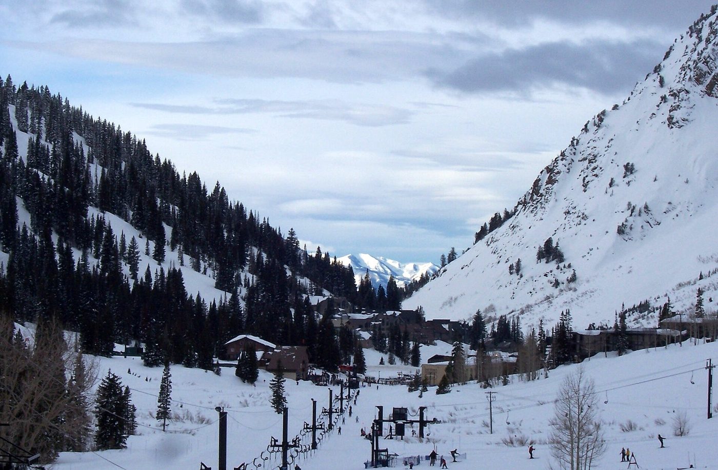 Little Cottonwood Canyon and the Alta base area under fresh snow, Utah